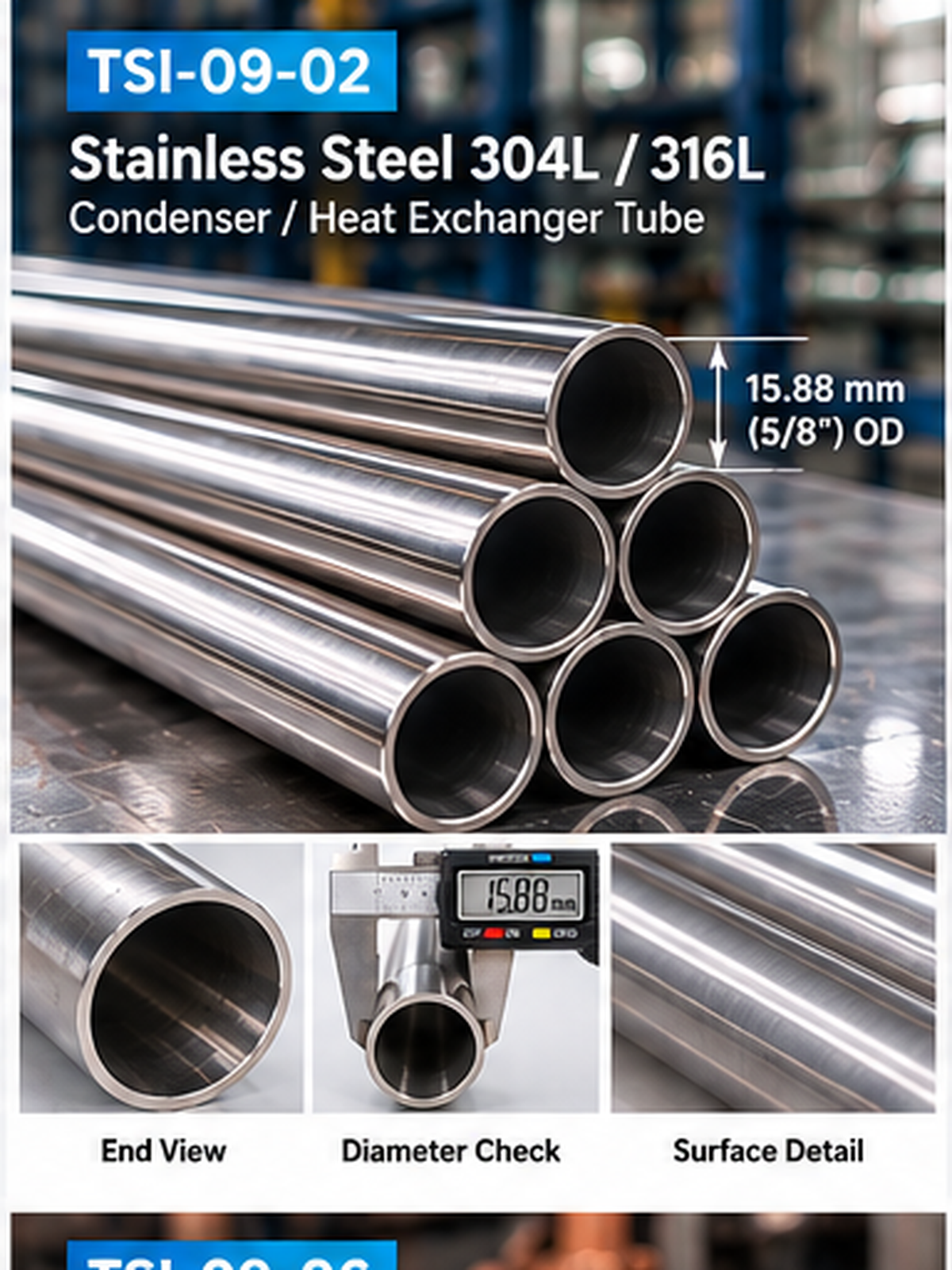 TSI-09-02 Stainless Steel Heat Exchanger Tubing (304L/316L)